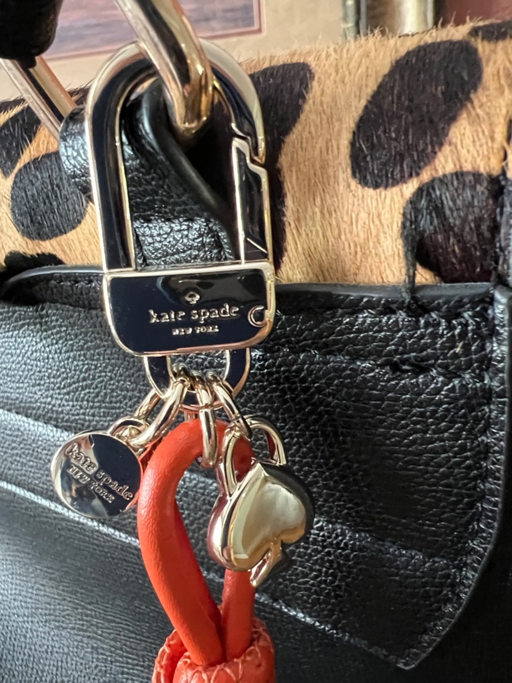 kate spade Orange Leather Knot Key Charm with Pearl and Spade charm only - Picture 9 of 10